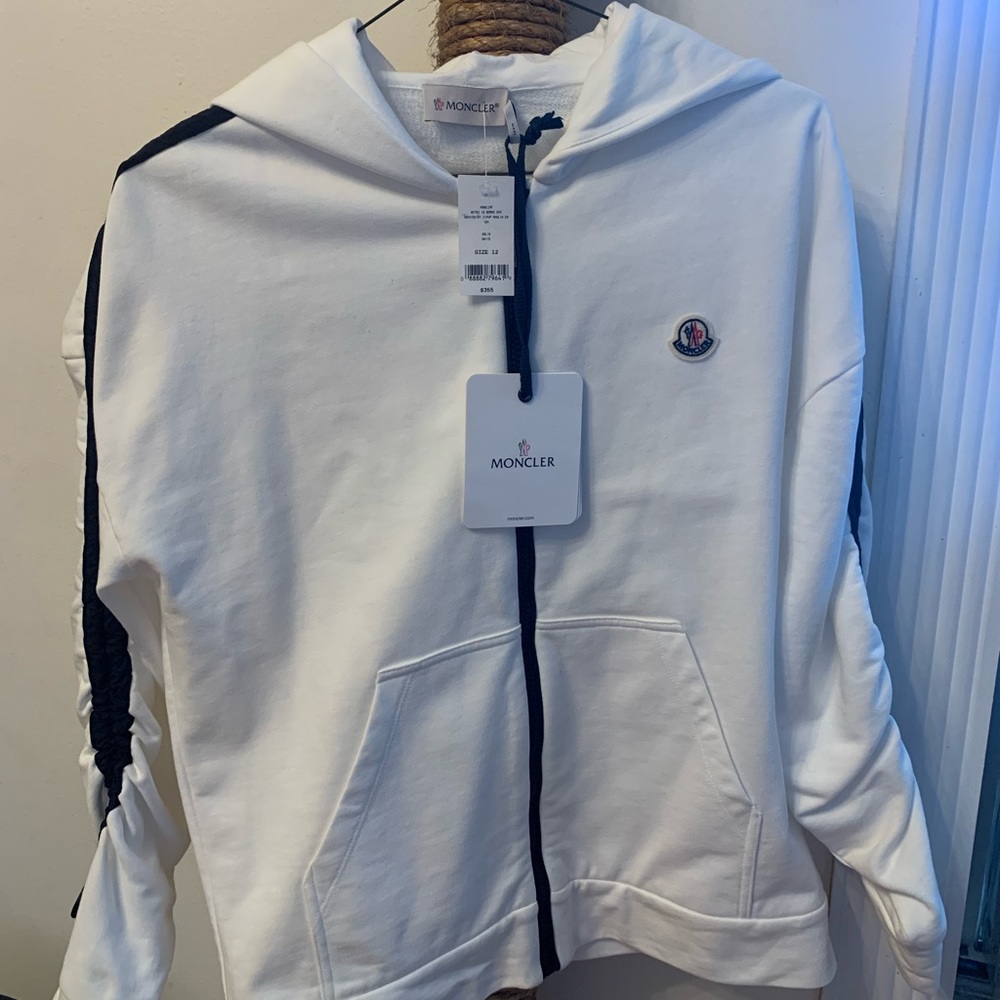 MONCLER solid white jacket for kids size 12